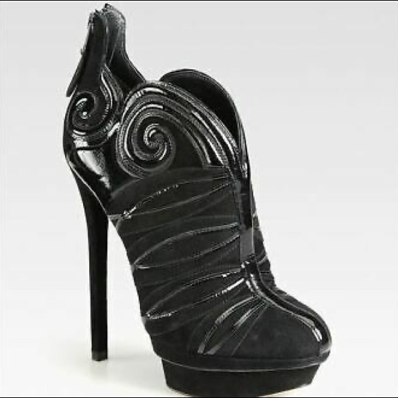 ⭐️2x HOST PICK!⭐️ BNIB Brian Atwood Figara Suede & Patent Platform Booties 8.5 - Picture 2 of 7